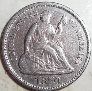 1870 Seated Liberty Half Dime, Better Grade, Estate Auction, FREE SHIP - Picture 1 of 2