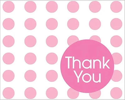 Candy Pink Polka Dot Foldover Thank You Cards 8 Ct - Image 1 of 4