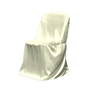 10 pc Ivory Satin Folding Chair Covers Wedding Reception di - Picture 1 of 8