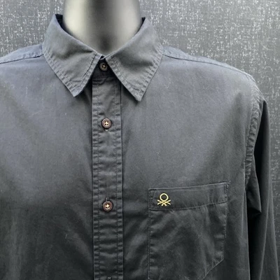 United Colors of Benetton мужской средний L/S черный с логотипом рубашка опрятный кнопка вверх - Изображение 1 из 4