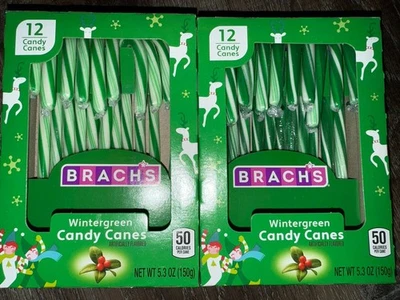 Brachs ~ Wintergreen Candy Cane Christmas 5.3 oz 24-Canes ~ 2-Pack ~ 04/2028 - Image 1 of 4
