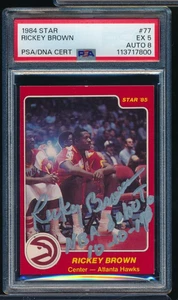 1984-85 Star #77 RICKEY BROWN PSA 5 autografo firmato PSA/DNA 8 - Foto 1 di 2