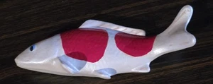 7" Garden Ceramic Red White Fiji Koi Art Fish in The Garden Pond Lawn Sculpture - Picture 1 of 8