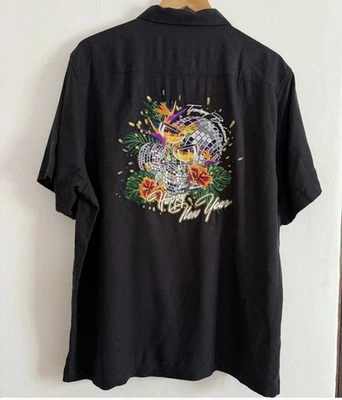 Tommy Bahama Shirt Happy New Year Embroidered On Back Silk Camp L Large NWT - Image 1 of 4
