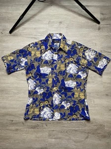 Vintage 70er CELLINI Herren Knopfleiste Kurzarm Mod Disco Größe Medium Schmetterling - Bild 1 von 5