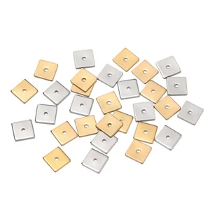 50pcs Flat Square Spacer Beads 4mm 5mm 6mm 8mm Stainless Steel Jewelry Making - Picture 1 of 8
