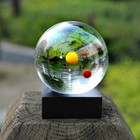 80mm 3D Transparent Solar System Eight Planets Crystal Ball with a Wood Stand