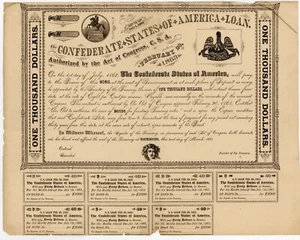 1863 $1000 Confederate Bond . Fantasy. Cr.XXI - Picture 1 of 2