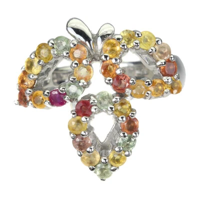 Anello Estate In Argento 925 Con Zaffiro Tondo Pietra Naturale Gioielli Taglia 9 - Immagine 1 di 4