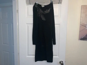 MONSOON LADIES BLACK SPARKLE LEAF ANGORA MIX JUMPER DRESS SIZE S SMALL VGC - Picture 1 of 2