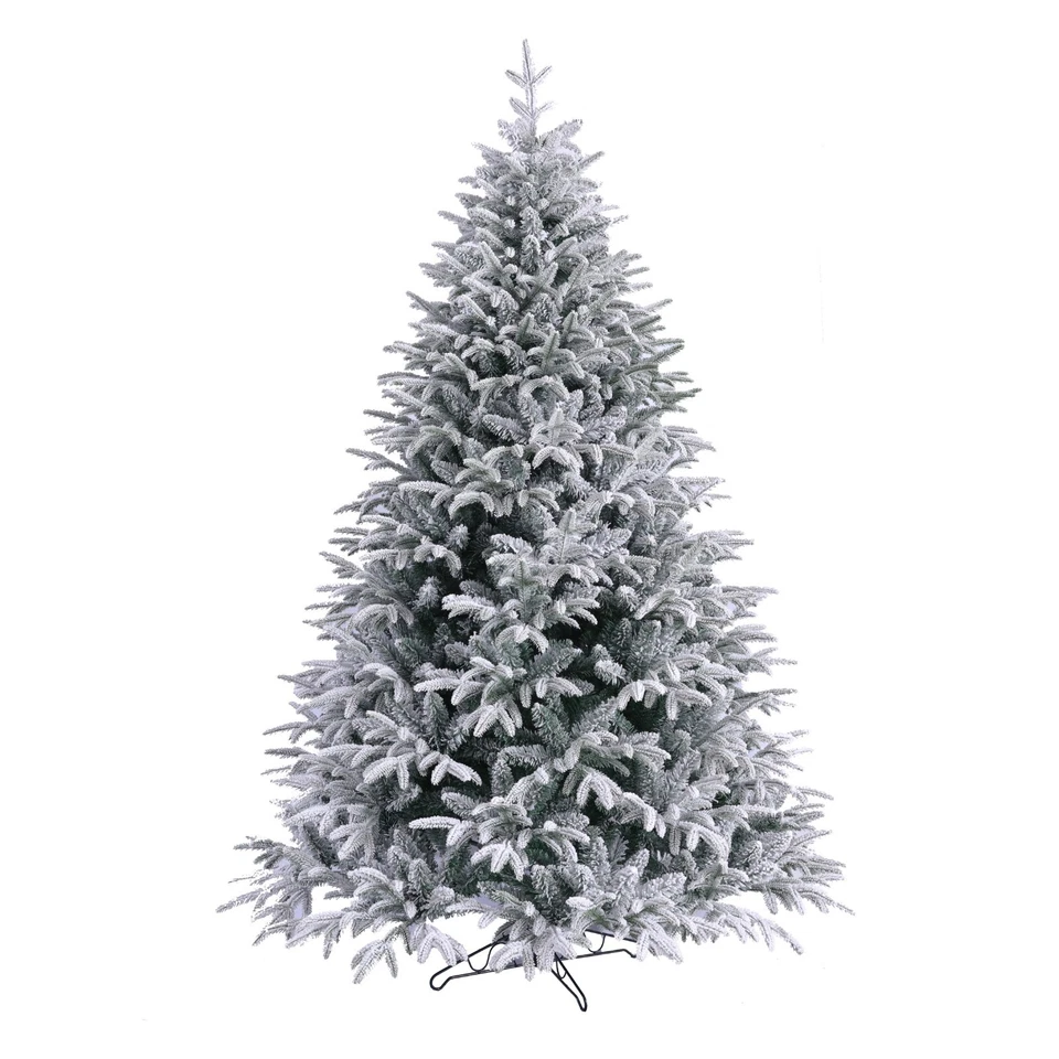 Artificial Christmas Tree Snowy Green Snow tipped effect Hinged Full 5ft 6ft 7ft - Image 1 of 1