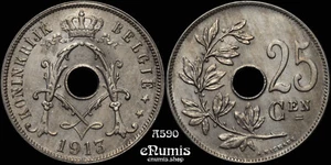 BÉLGICA, Alberto I, 25 céntimos 1913, UNC - Imagen 1 de 4