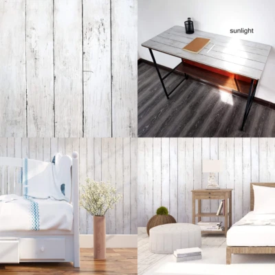 Wood Plank Wallpaper White Vinyl Self Adhesive Peel and Stick Wood Contact Paper - Image 1 of 4