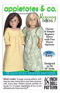 18 Inch Doll Pattern | Regency Dress Fits 18" Dolls such as American Girl - Picture 1 of 8