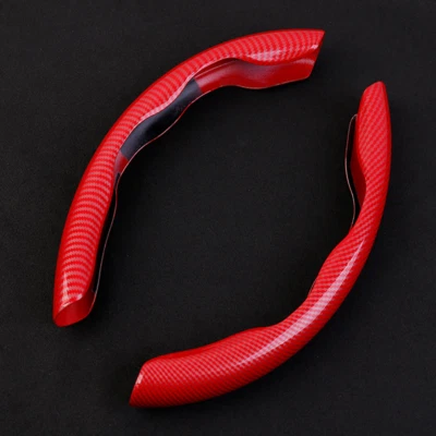 Car Steering Wheel Booster 15in Non-Slip Cover Red Carbon Fiber Look Accessories - Image 1 of 4