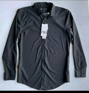 Zara Men’s Shirt Black Top SPANDEX ACTIVE LONG SLEEVE 5445 406 Size S - Picture 1 of 2
