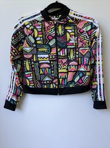 Adidas Girls Full Zip Retro Print Long Sleeves Front Zip  Track Jacket - Picture 1 of 9