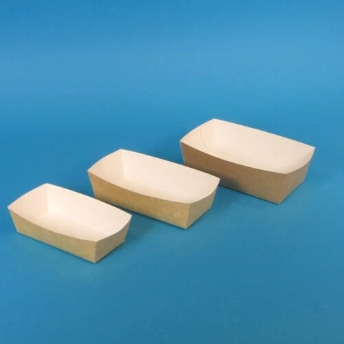 PRO DP PACKAGING 600-800 Bio Snackschalen Pommes Currywurst Schalen braun/weiß versch. Größen