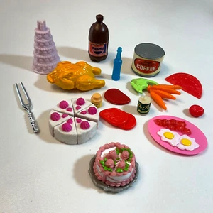 Barbie Doll Dollhouse Diorama Food Turkey Cakes Coffee Carrots Tomato Meat - Picture 1 of 8