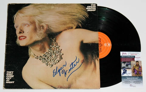 EDGAR WINTER SIGNED THEY ONLY COME OUT AT NIGHT 12" LP VINYL RECORD AUTO JSA COA Cover