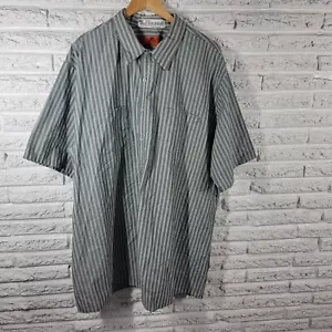 Red Kap Men Shirt 4XL Short Sleeve Gray Tan Stripe Poly Blend Casual Lightweight - Picture 1 of 7