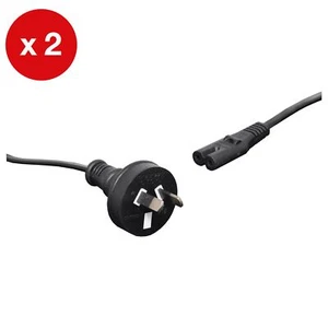 2 PACK - Powertran 5m Figure 8 C7 2.5A 2 Pin Black Appliance Mains Power Cable - Picture 1 of 1