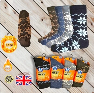 Mens Thermal Socks 4.7 Tog Fleece Sherpa Lining Slipper Gripper Bed Socks 6-11 - Image 1 of 4