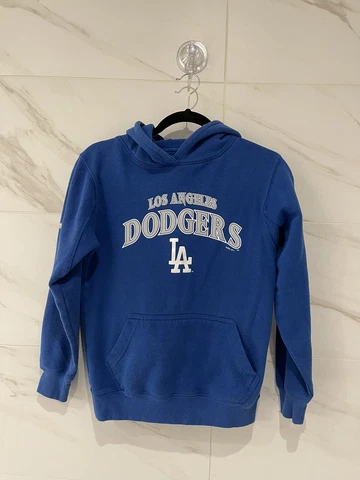 Stitches MLB Los Angeles Dodgers Team Logo Hoodie Sweater Blue Kids Medium Cover