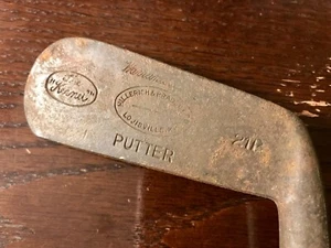 HILLERICH & BRADSBY "THE KERNEL"  HICKORY SHAFT PUTTER 21P LEATHER GRIP - Picture 1 of 10