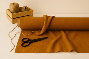 Dark Goldenrod Cotton-Linen Fabric by the Yard – Material for Apparel & Décor - Picture 1 of 10