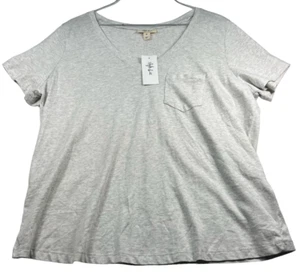 Style&co Shirt Womens plus size 0X Gray V-Neck Short Sleeve Soft Cotton Top New - Picture 1 of 6