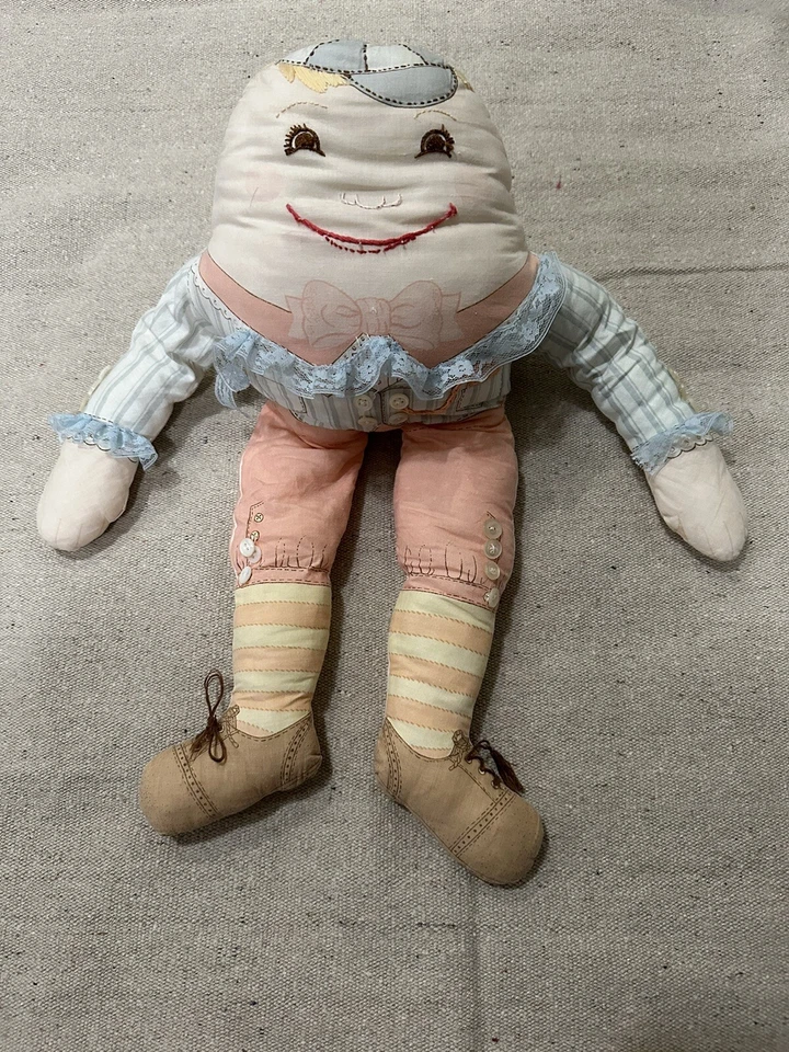 Humpty Dumpty Cumfy Dumfy Handmade Embroidered Plush 60s Pillow Cloth Doll Toys - Image 1 of 4