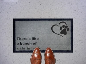 Alfombrilla de puerta Artisan There's like a un montón de gatos aquí gris nailon, marrón, verde - Imagen 1 de 15