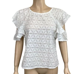 NWT J.O.A JOA Los Angeles White ruffled top size small - Picture 1 of 7