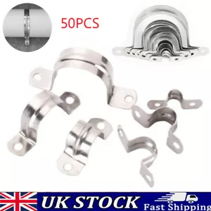 50X Stainless Steel U Shaped Conduit Clamp Saddle Strap Tube Pipe Clip 8mm-50mm - Picture 1 of 7
