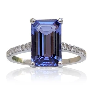 10.5 Ct Certified Natural Tanzanite Diamond Ring 14K Solid White Gold Ring - Picture 1 of 5