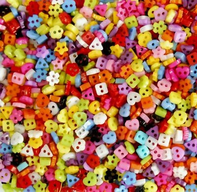 6mm Mini Buttons for Dolls & Soft Toys Clothes - 6mm Assorted Colours & Designs - Image 1 of 3