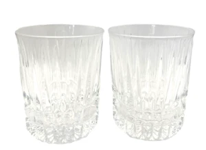 Clear Crystal Fluted Clear Rocks Glasses Lot of 2 - Picture 1 of 4
