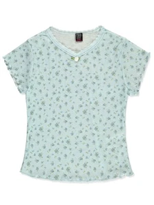Star Ride Girls' Floral Pointelle T-Shirt Color: almond blossom Size: 4 - Picture 1 of 10