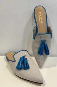 Zapatos sin cordones Jon Josef Mule para mujer 8,5 grandes rafia blanco azul borlas mulas - Imagen 1 de 14