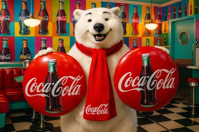 (2) Carteles publicitarios de Coca Cola de 16" con botón de cúpula de metal estilo comedor de los años 50 Foto 1 de 4