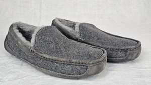 UGG Australia Mens Size 9 Ascot Slippers Gray Wool Blend Lined Comfort Warm Cozy - Picture 1 of 8