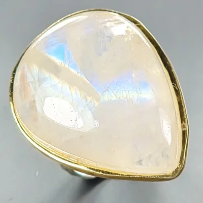 Handmade 35 ct+ Natural Moonstone Ring 925 Sterling Silver Size 8 /R441628 - Image 1 of 4