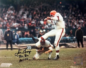 Lou Groza signed Cleveland Browns NFL 8x10 Photo w/ The Toe & HOF 74- COA - Picture 1 of 2