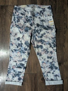 Pantalones de mezclilla cortos boho vintage America para mujer talla 2/26 azul rosa estampado acuarela nuevos con etiquetas - Imagen 1 de 14