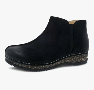 Nuevo Dansko Makara Botines Negro Gamuza Pulida Cremallera Lateral Cuña 40 9.5-10 Foto 1 de 4