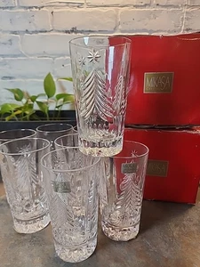 8er Set schöne Mikasa Weihnachtsbaum Longdrinkgläser 5 1/2" hoch Neu im Karton (2er Karton) - Bild 1 von 9