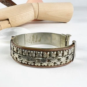 Pulsera brazalete bisagra plata y latón - Imagen 1 de 7