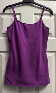 Vintage Expess Cami Integrierter BH Baumwolle Top Verstellbarer Träger Lila Gr. M Sexy - Bild 1 von 19