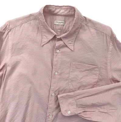 Рубашка мужская Dries Van Noten большая 50 розовая на пуговицах с длинным рукавом текстурированный карман прозрачная - Изображение 1 из 4